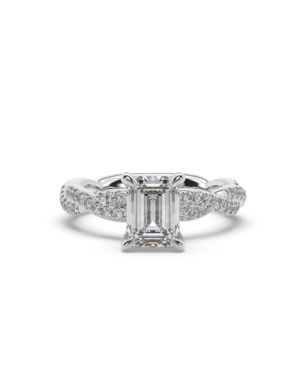 Artisan Metallic Designer Emerald-Cut Lab Diamond Ring