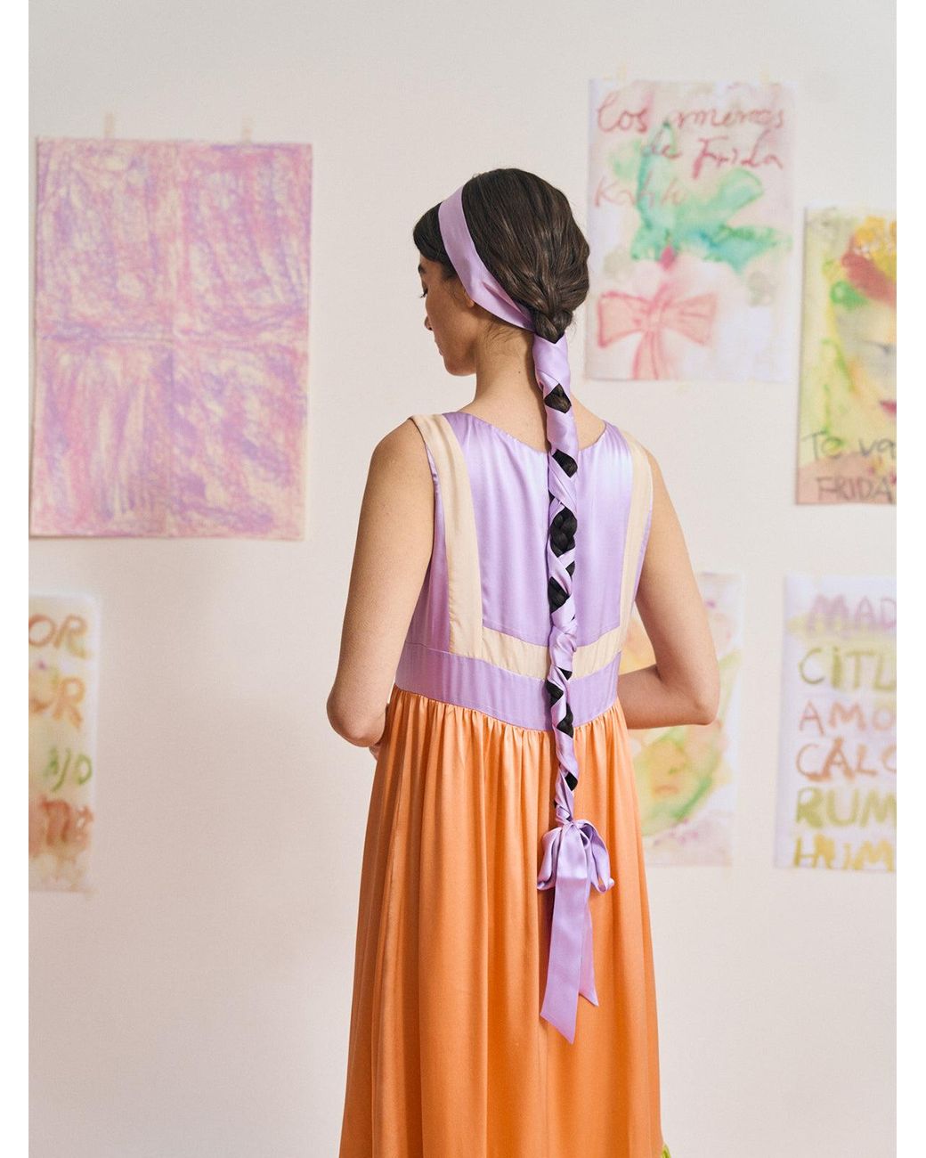 Lost Pattern Purple La Collectionneuse Silk Ribbon Scarf