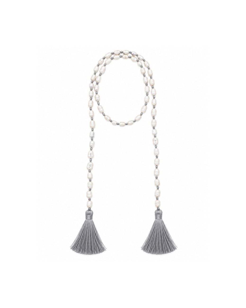 Lalinde White Solène Pearl Tassel Necklace