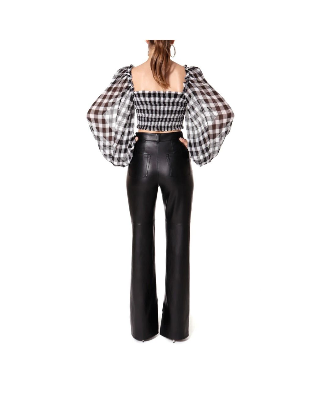 AGGI by HALEWSKI Black Carmen Vichy Puffed Sleeved Crop Top