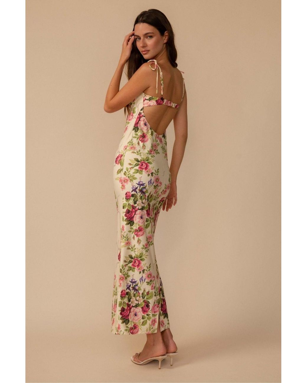 Montce Natural Bouquet Petal Long Slip Dress