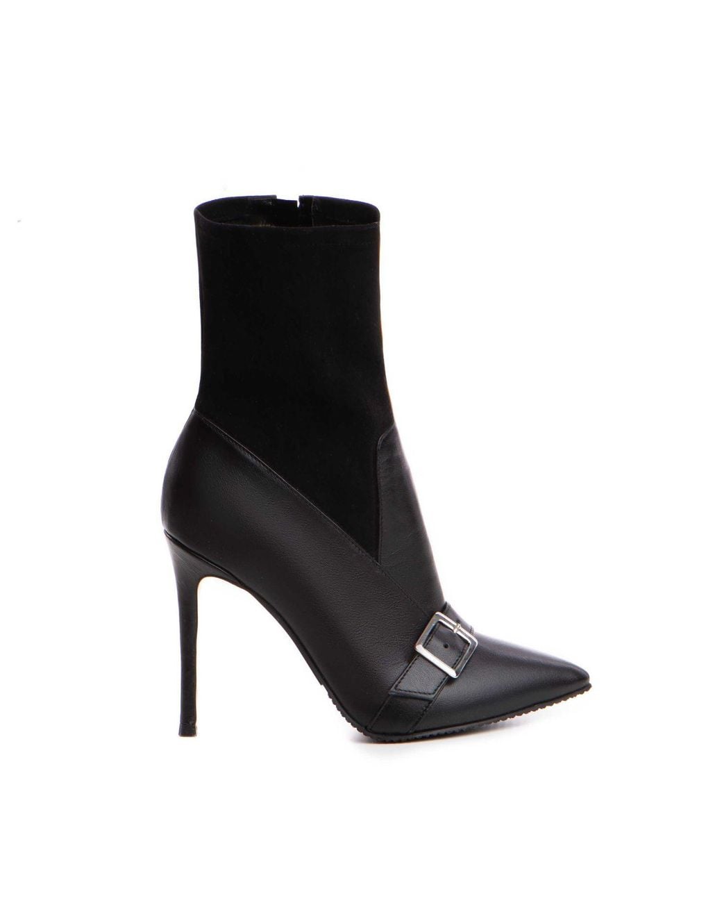 The 5Th Element Black Sleek Stretch Leather Ankle Boots