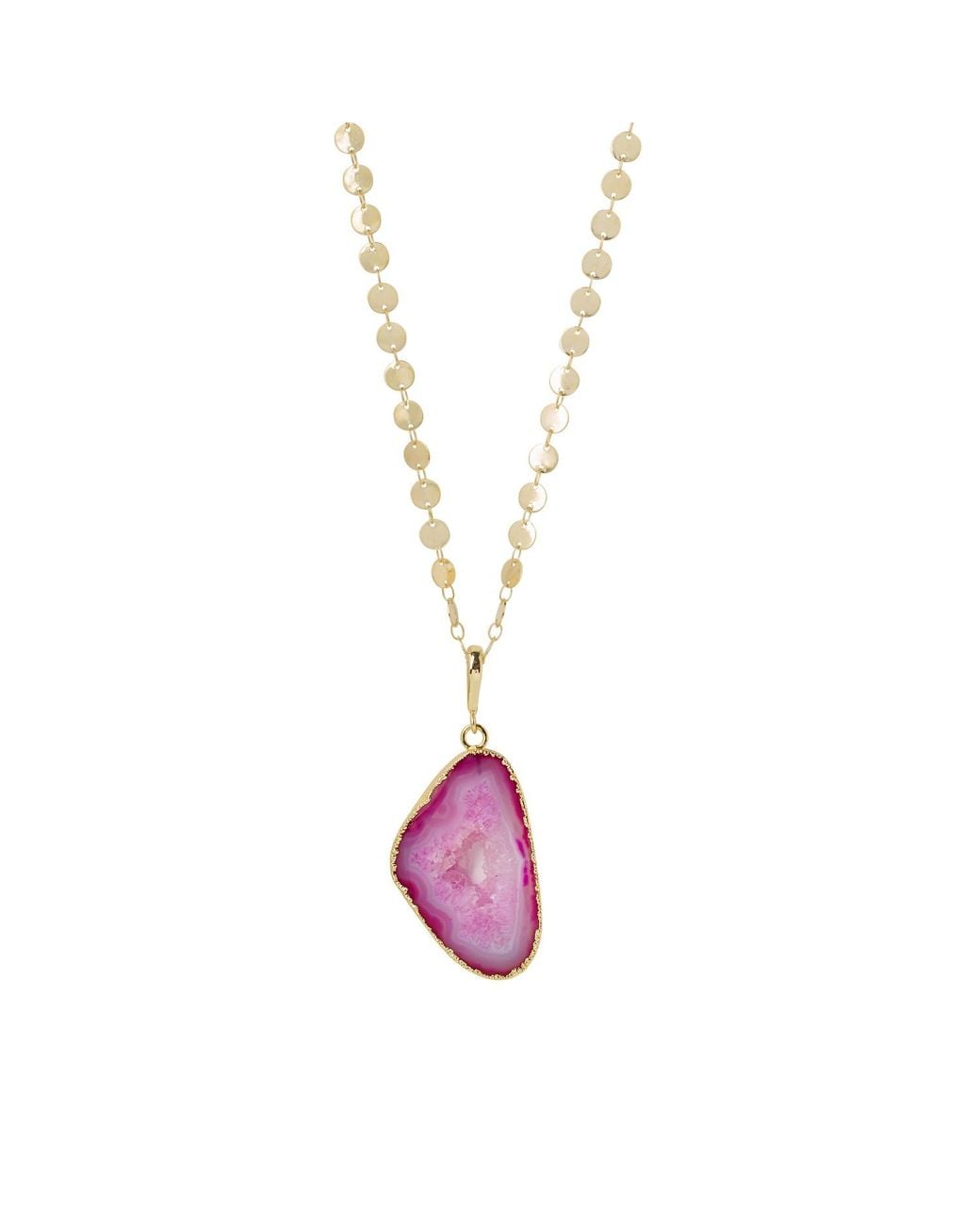 YAA YAA LONDON Metallic Ultra Fuchsia Pink Agate Super-long Gold Pendant Necklace