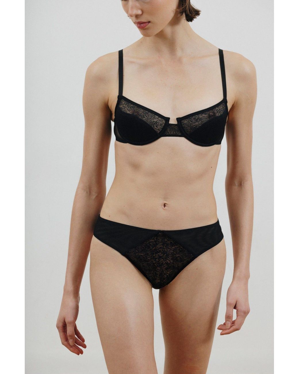 Verdant Intimates Black Rose Lace Demi Molded Bra