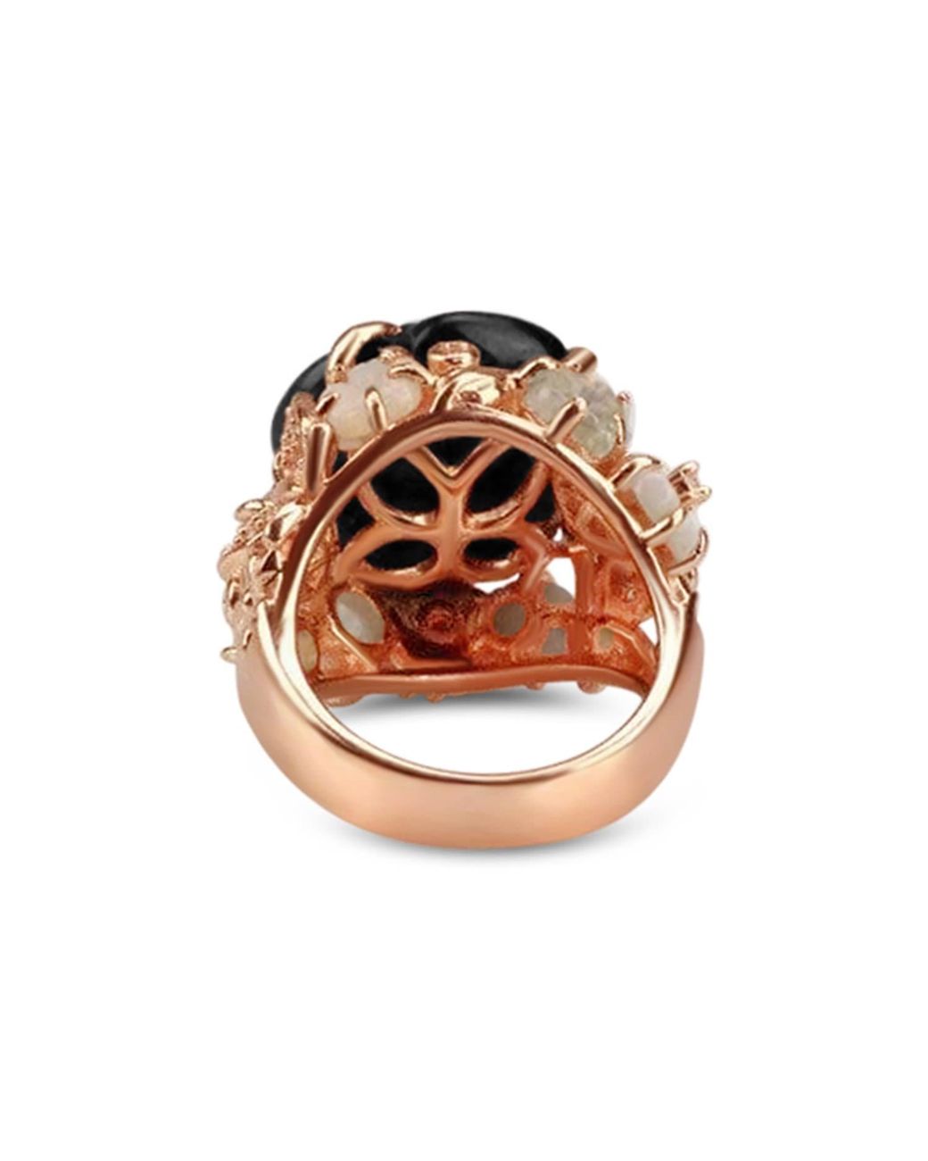 Bellus Domina Black Plated Obsidian Rose Ring