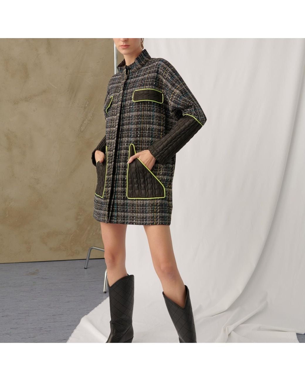 Mirimalist Black Brick Jacket Dress