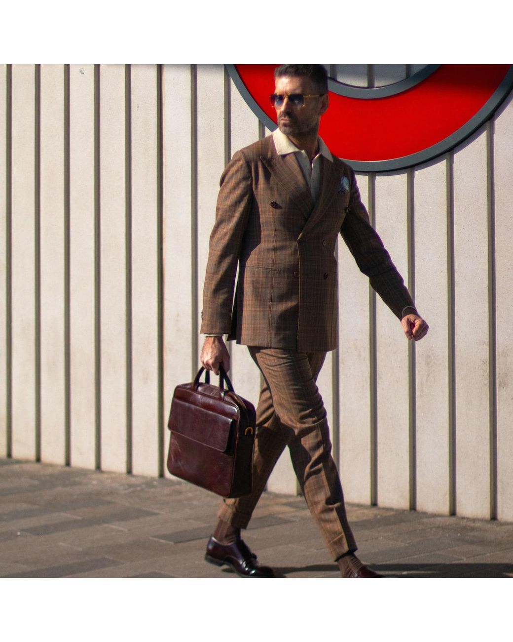 Time Resistance Brown Leather Briefcase Laptop Bag for men