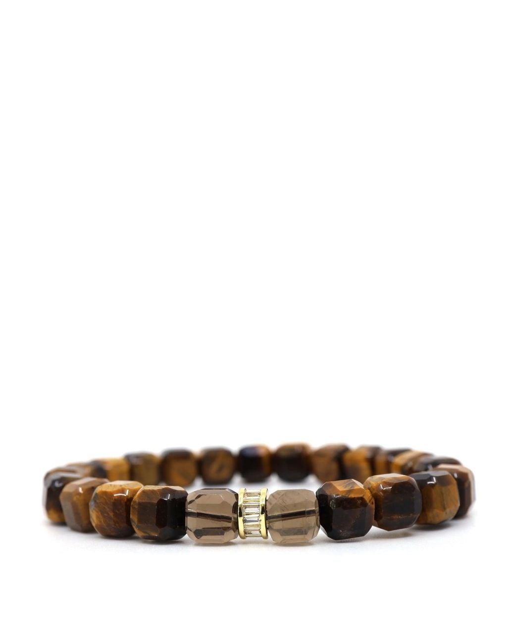 Shar Oke Brown Tiger's Eye & Smoky Quartz Bracelet for men