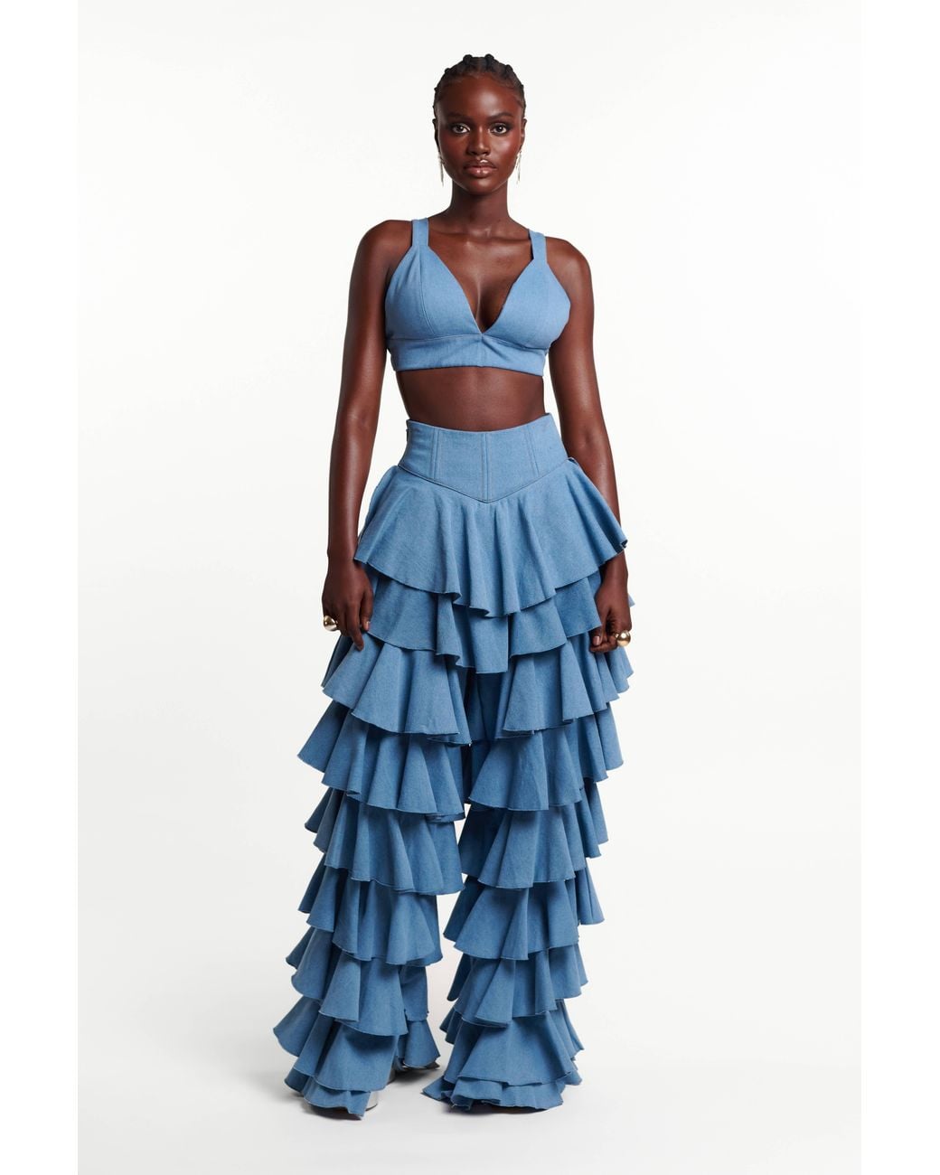 Ofuure Blue Light Denim Azure Bra Top
