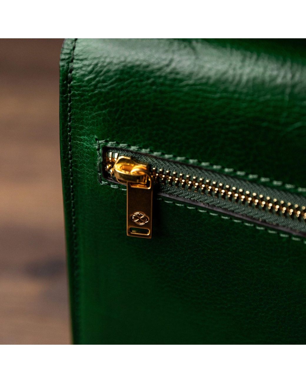 Time Resistance Green Small Leather Briefcase for men
