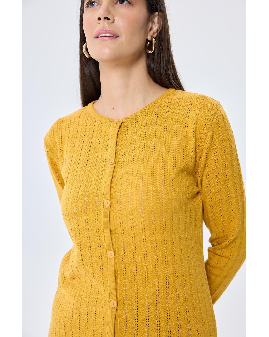 Peraluna Yellow Celine Openwork Knit Cardigan