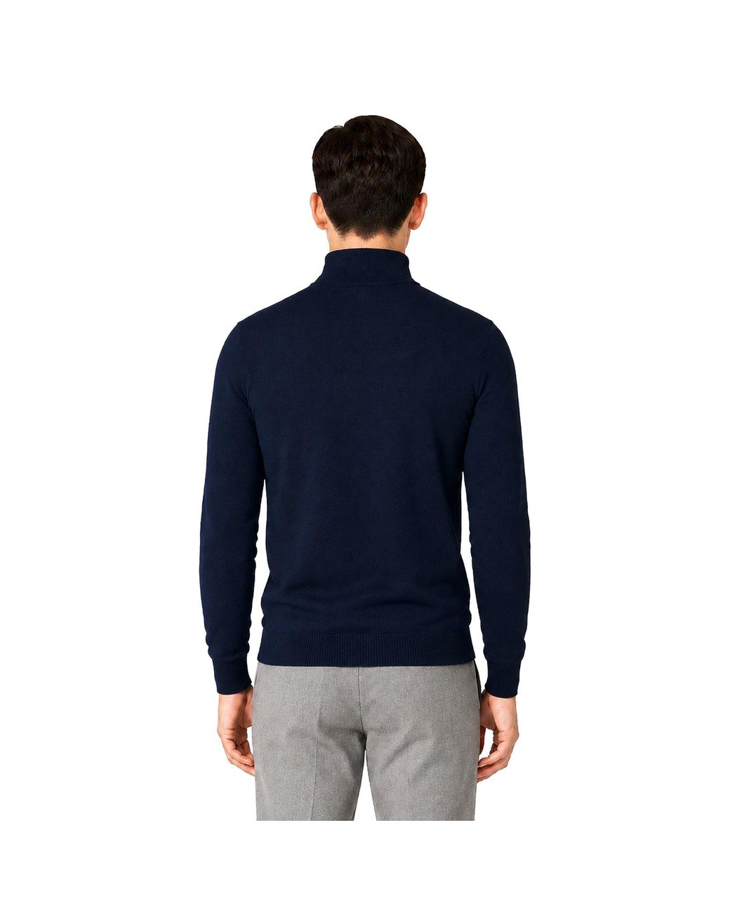 SEREN LONDON Blue Half Zip Wool Jumper for men