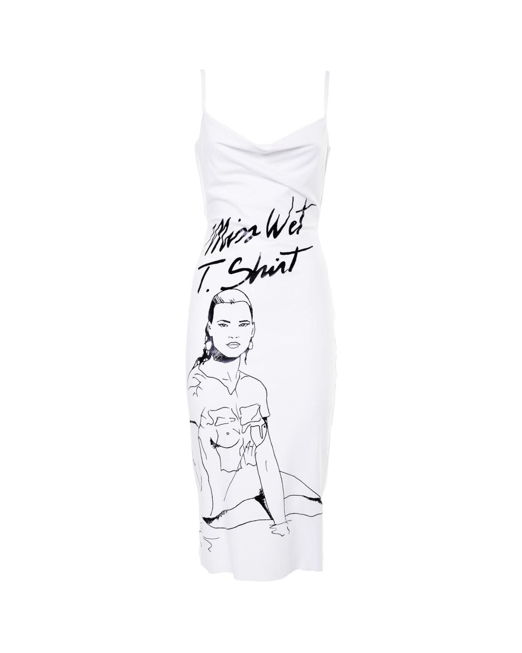 Brenda Agradi White Printed Sleeveless Evening Sheath Dress