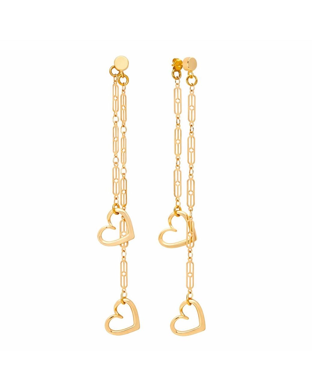 Rejected Hearts Club Metallic Con Amor Filled Heart Charm Dangle Chain Earrings
