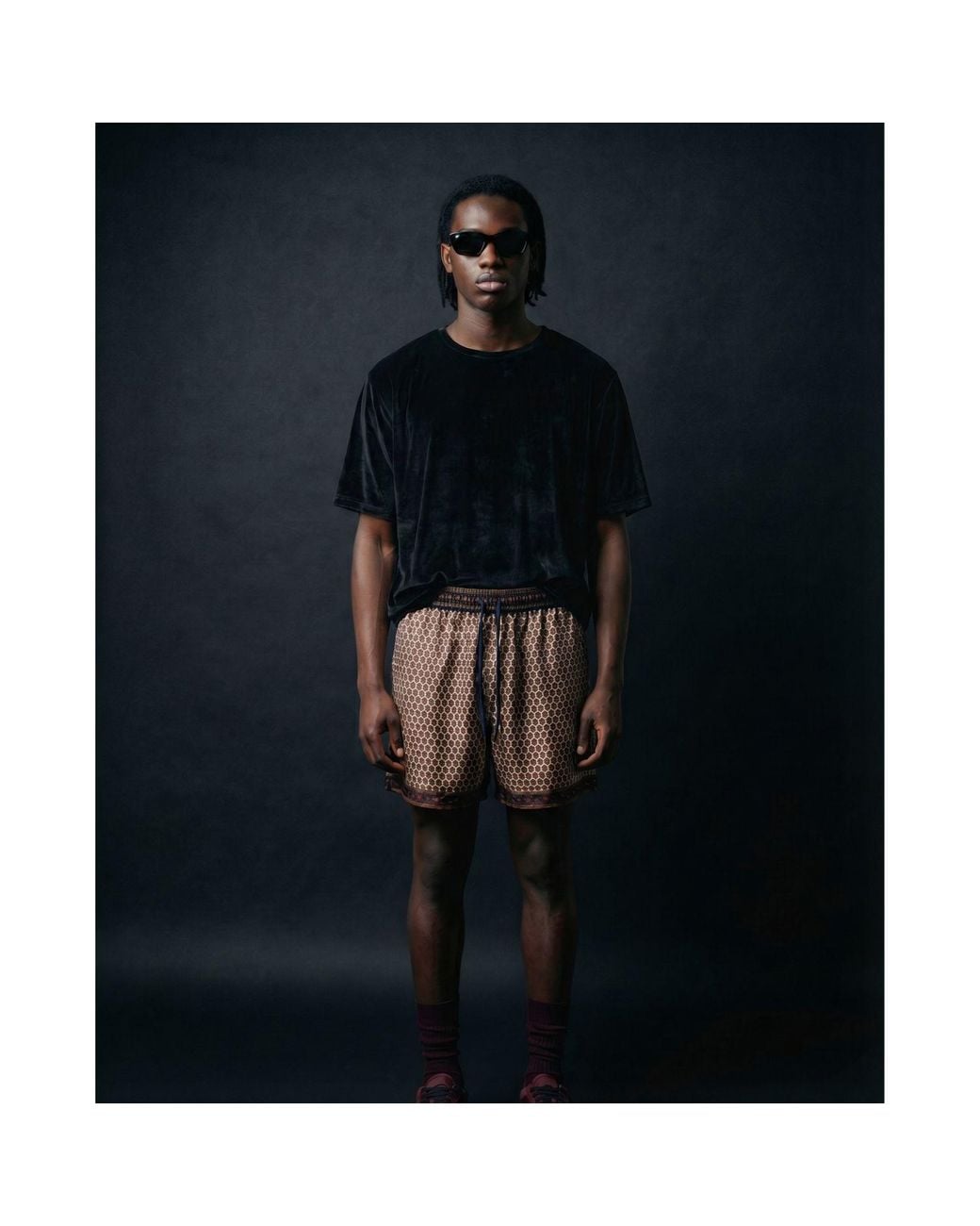 Monzlapur New York Brown Embossed Botanic Crepe Shorts