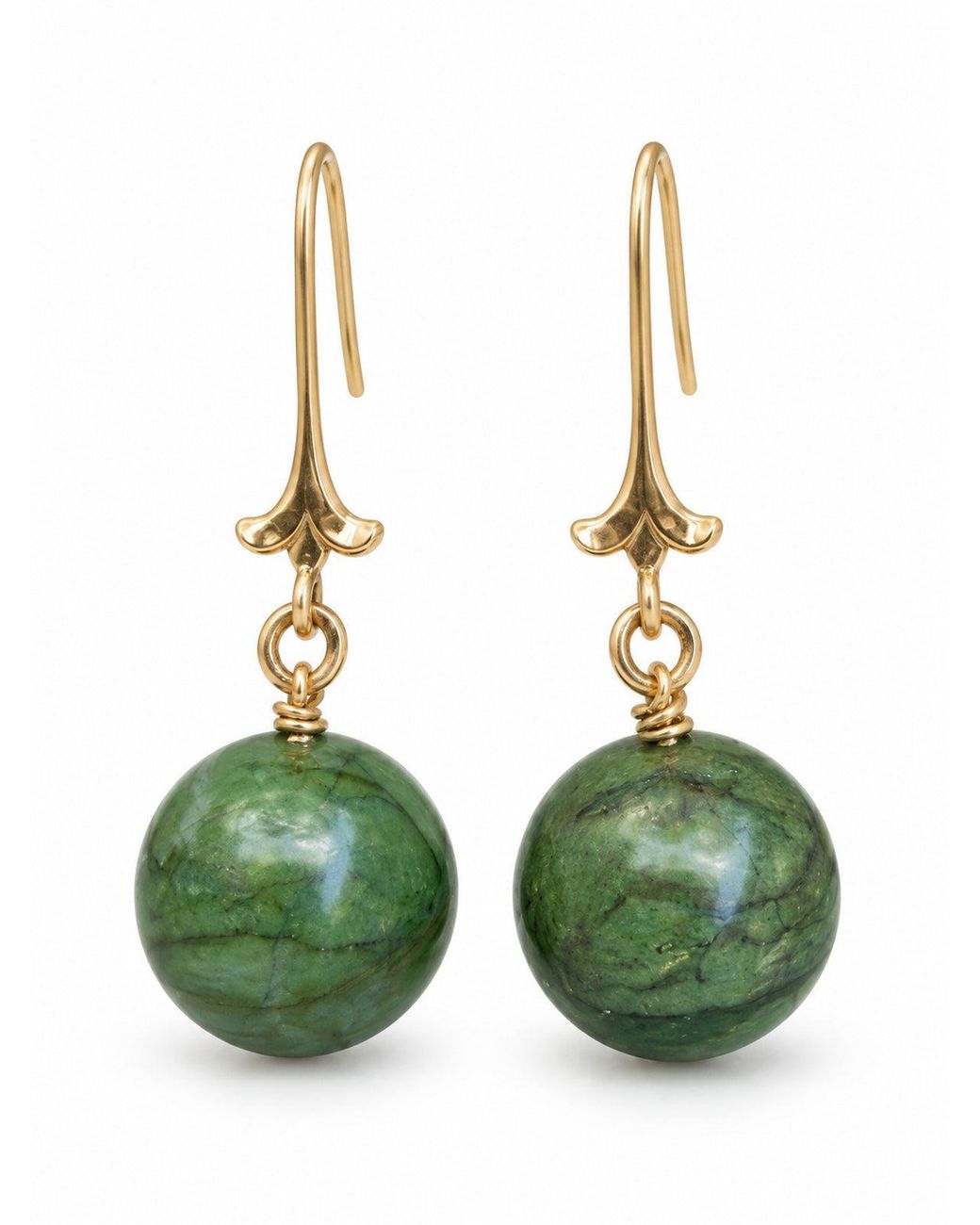 Carolina Benoit Green Jasper Drop Earrings