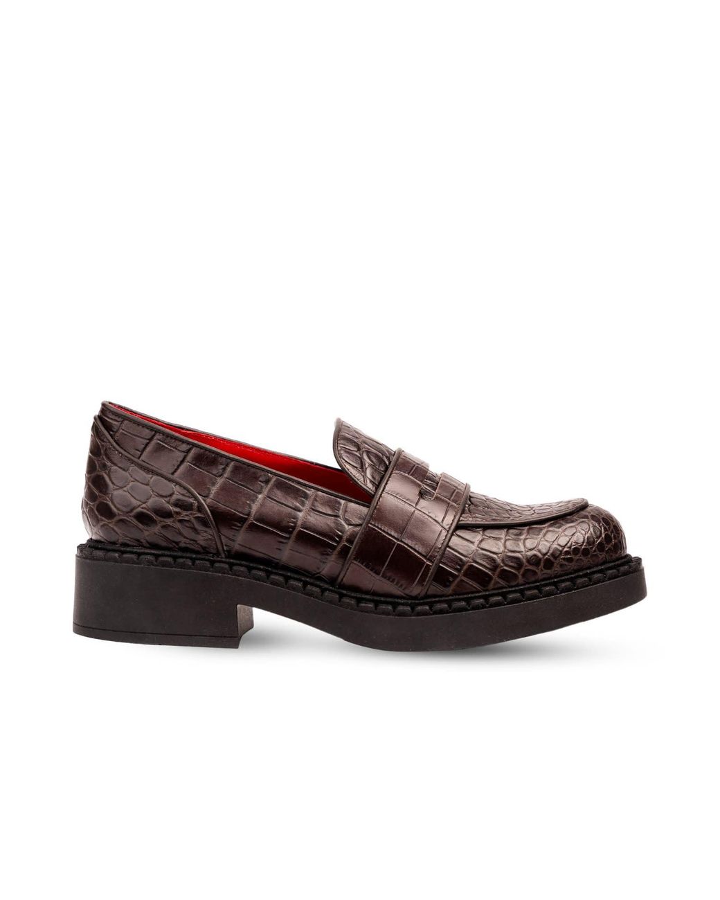 Rosamund Muir London Red Stratford Crocodile Print Loafers