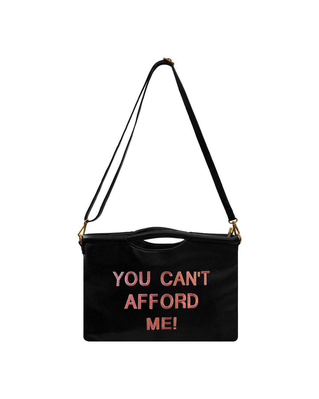 Lilly Loves Black You Can'T Afford Me Vegan Leather Clutch