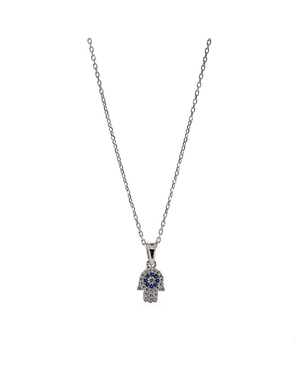 Ebru Jewelry Metallic Minimalist Hamsa Hand Sterling Silver Necklace