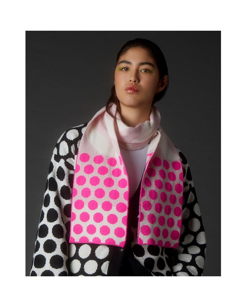INGMARSON Pink Stripes & Circles Wool & Cashmere Scarf