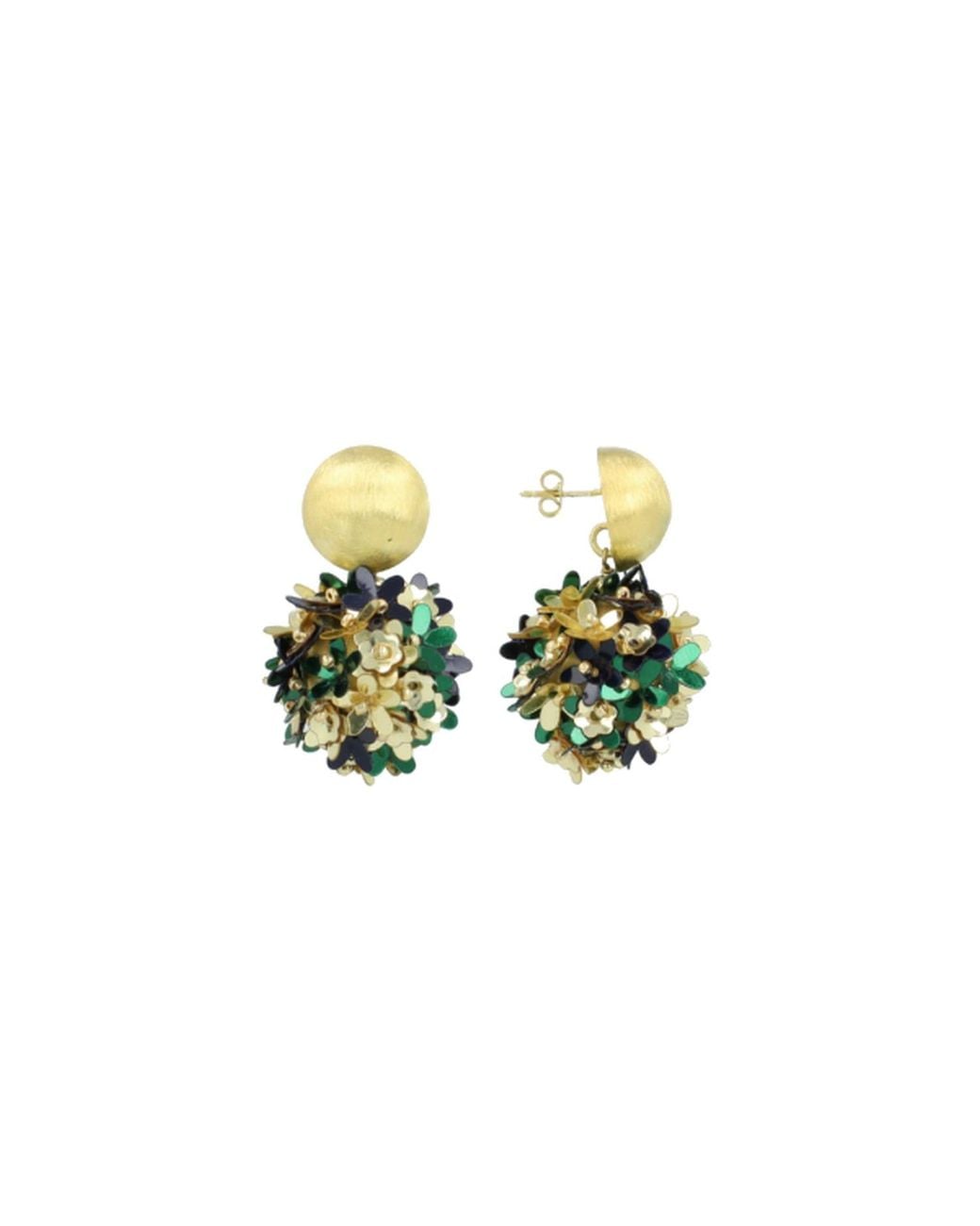 LOTT.gioielli Green Sequin Flower Globe Earrings M