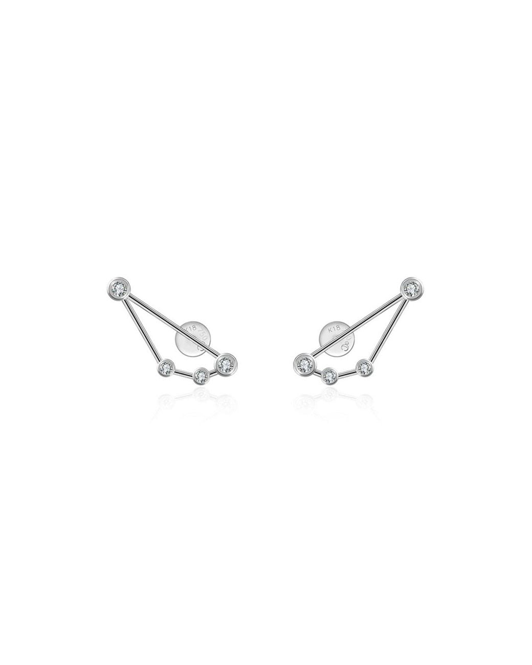 Genevieve Collection Metallic Capricorn Zodiac Constellation Earring 18K & Diamond