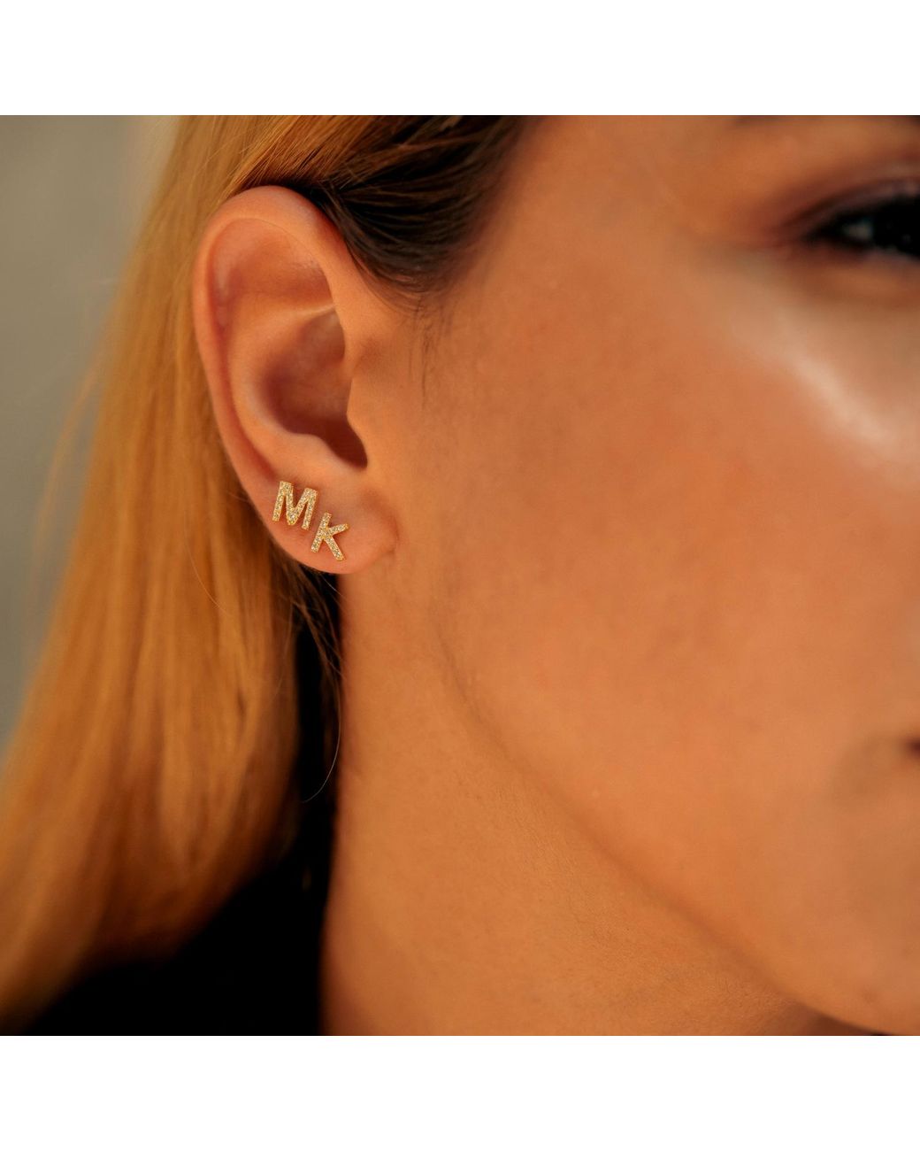 Spero London Metallic Initial Letter Stud Earring Sterling Plated
