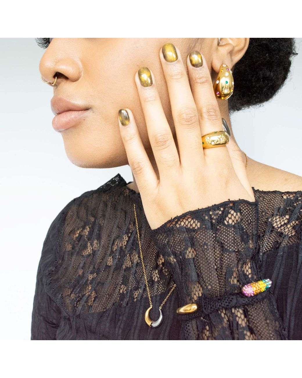 Superdivajewellery Black Teja Gemstone Pear Drop Earrings