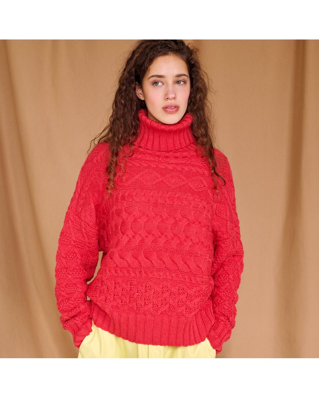 Gigi Knitwear Red Cable Sweater