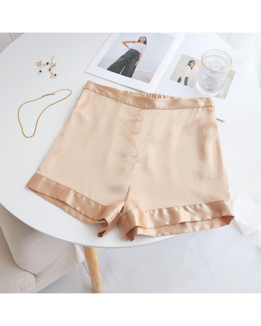 Soft Strokes Silk Natural Neutrals Pure Mulberry Silk Camisole And Shorts Set