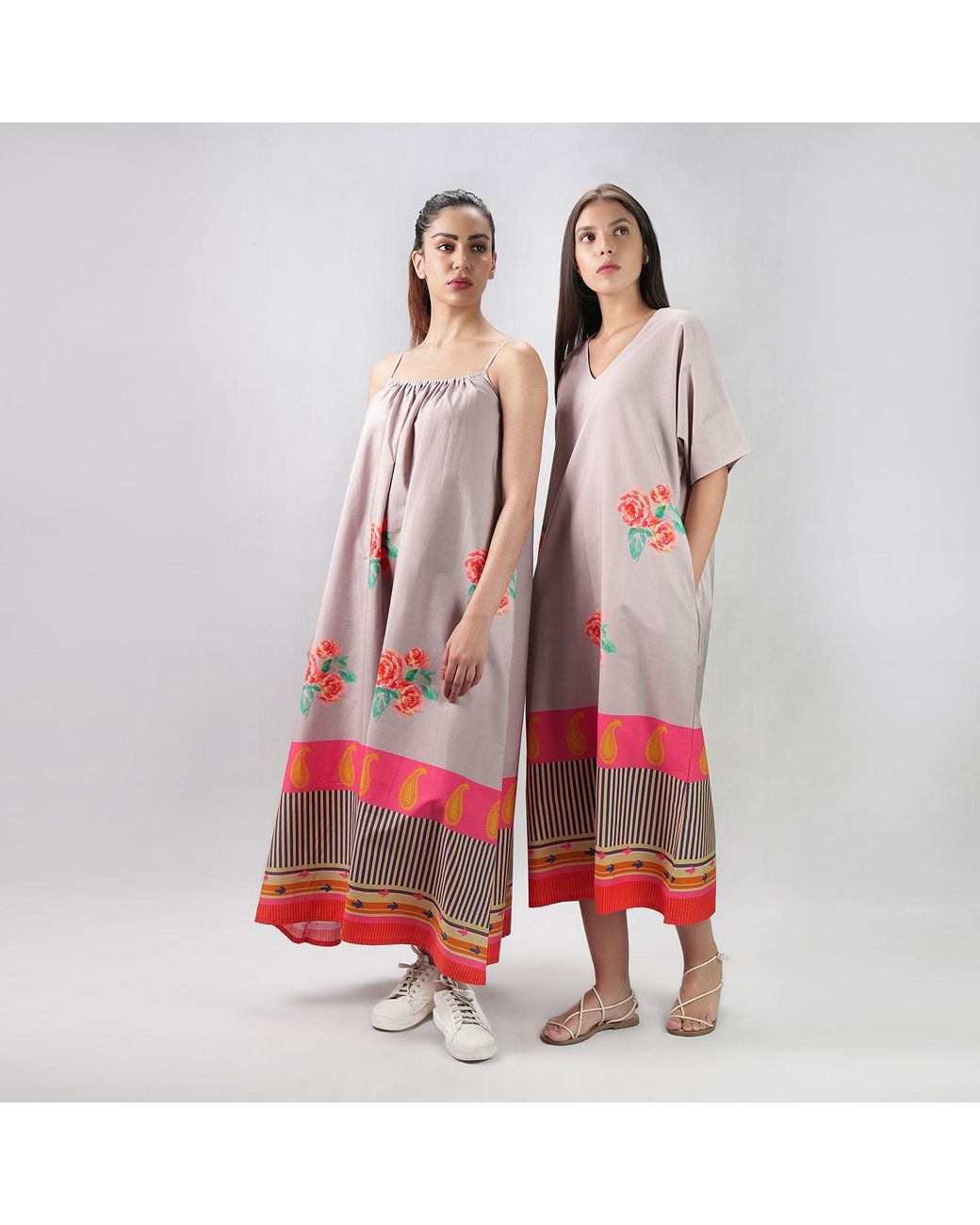 DHARA SHETH DUBAI Pink The Floral Archive Rose Print Long Cotton Kaftan Dress