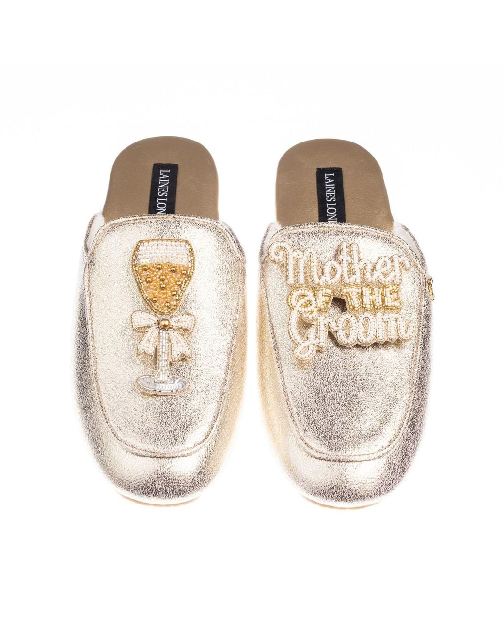 Laines London Natural Classic Mules With Mother Of The Groom Brooches