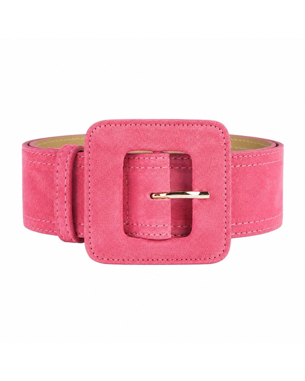 BeltBe Pink Suede Square Buckle Belt