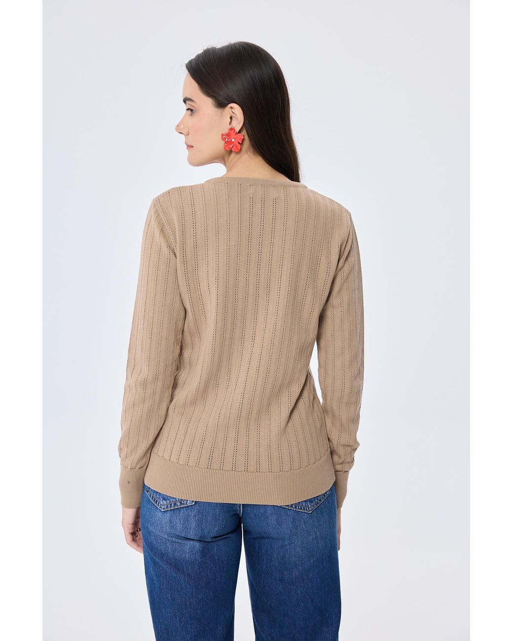 Peraluna Brown Celine Openwork Knit Cardigan