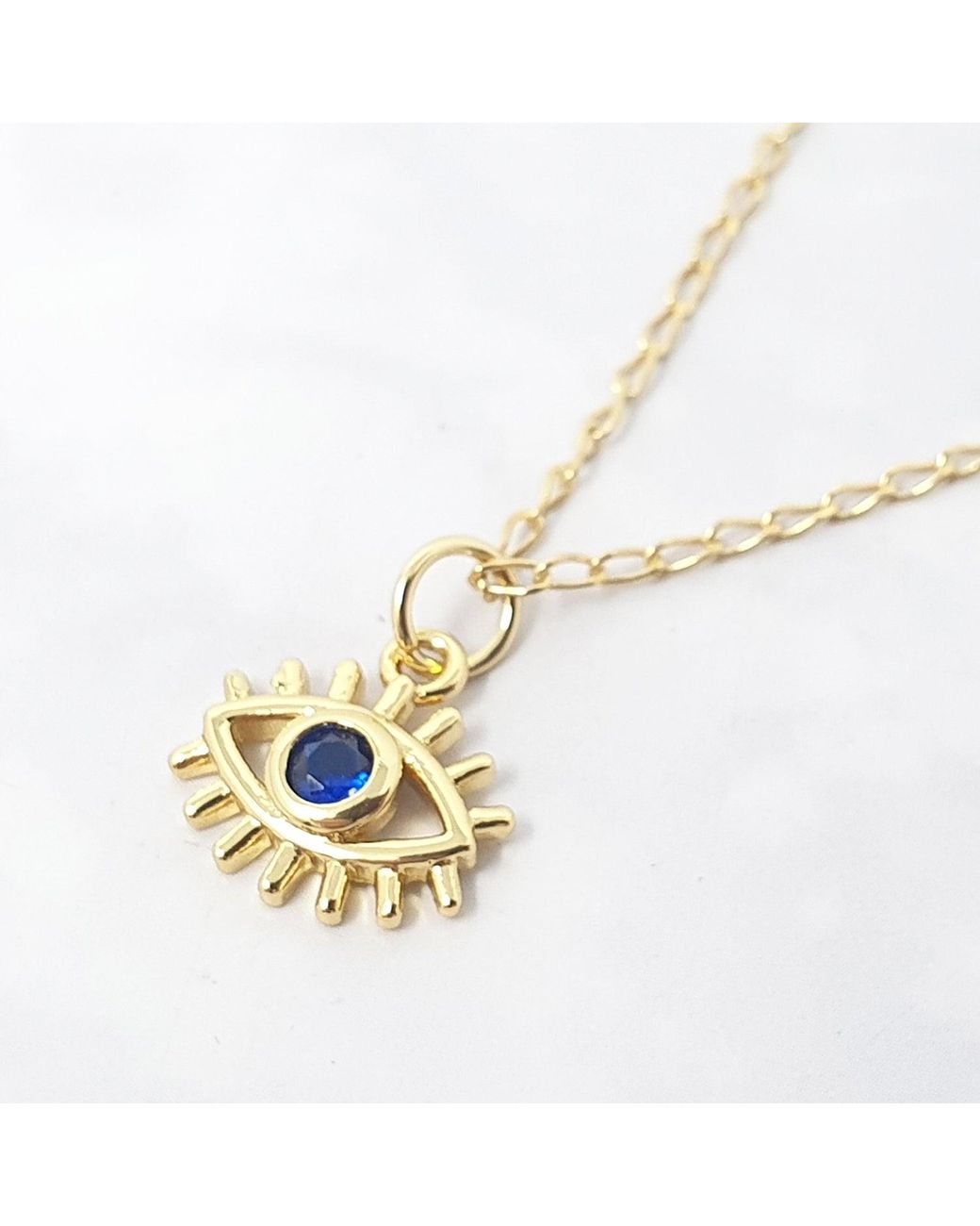 Harfi Metallic Mini Evil Eye Dark Plated Charm Necklace