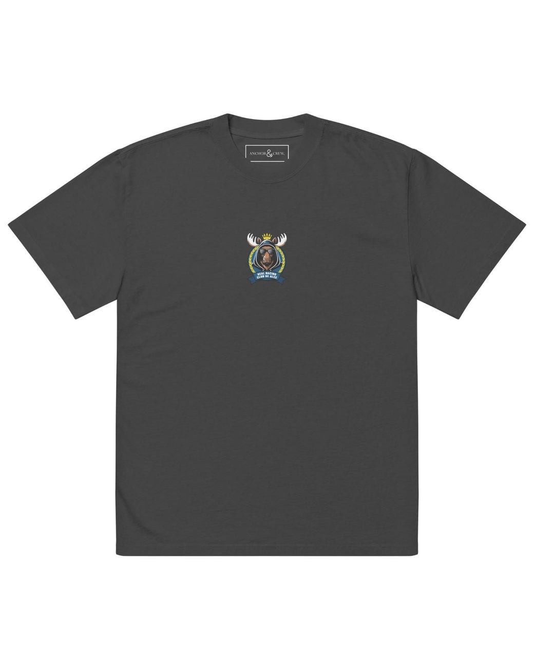 Anchor and Crew Black Faded R. R. C. Alce El Clasico Football Cotton Oversized T-Shirt