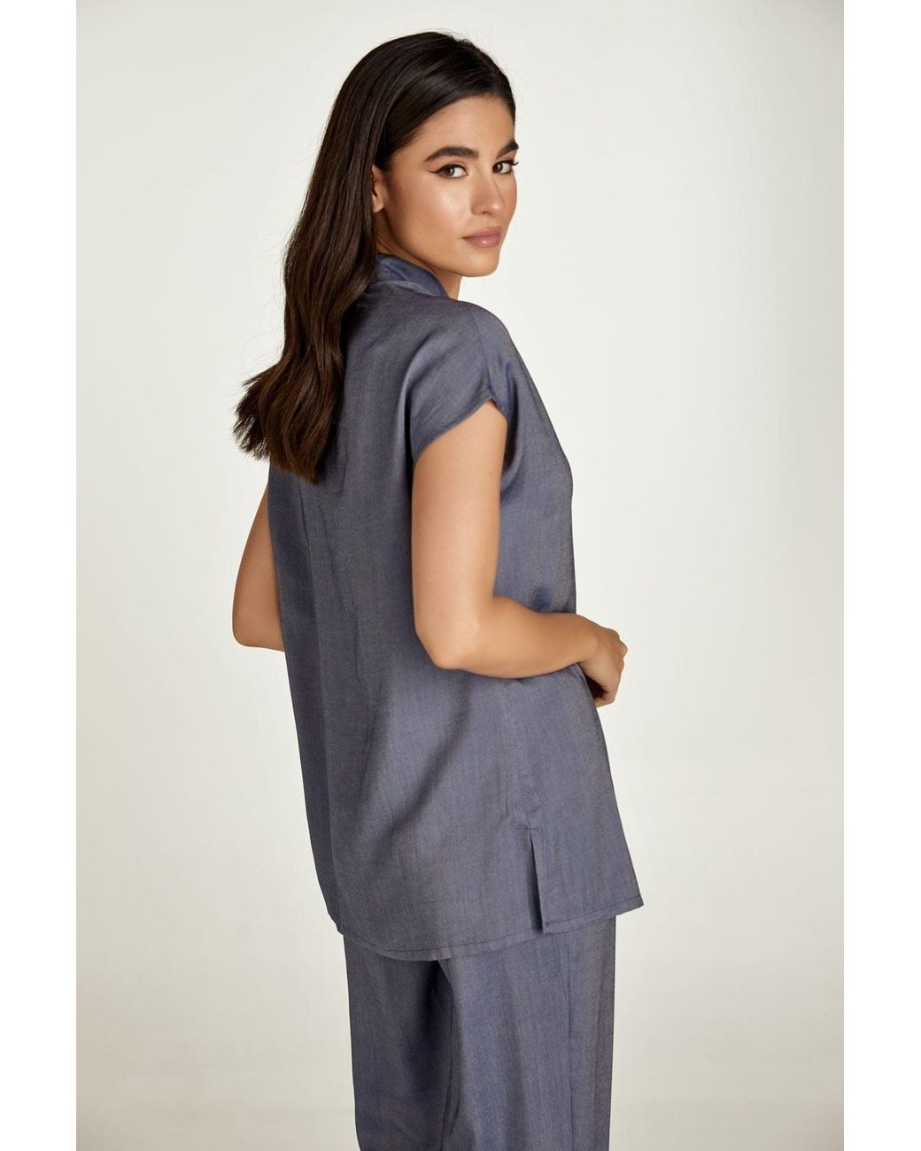 Conquista Blue Denim Style Sleeveless Top
