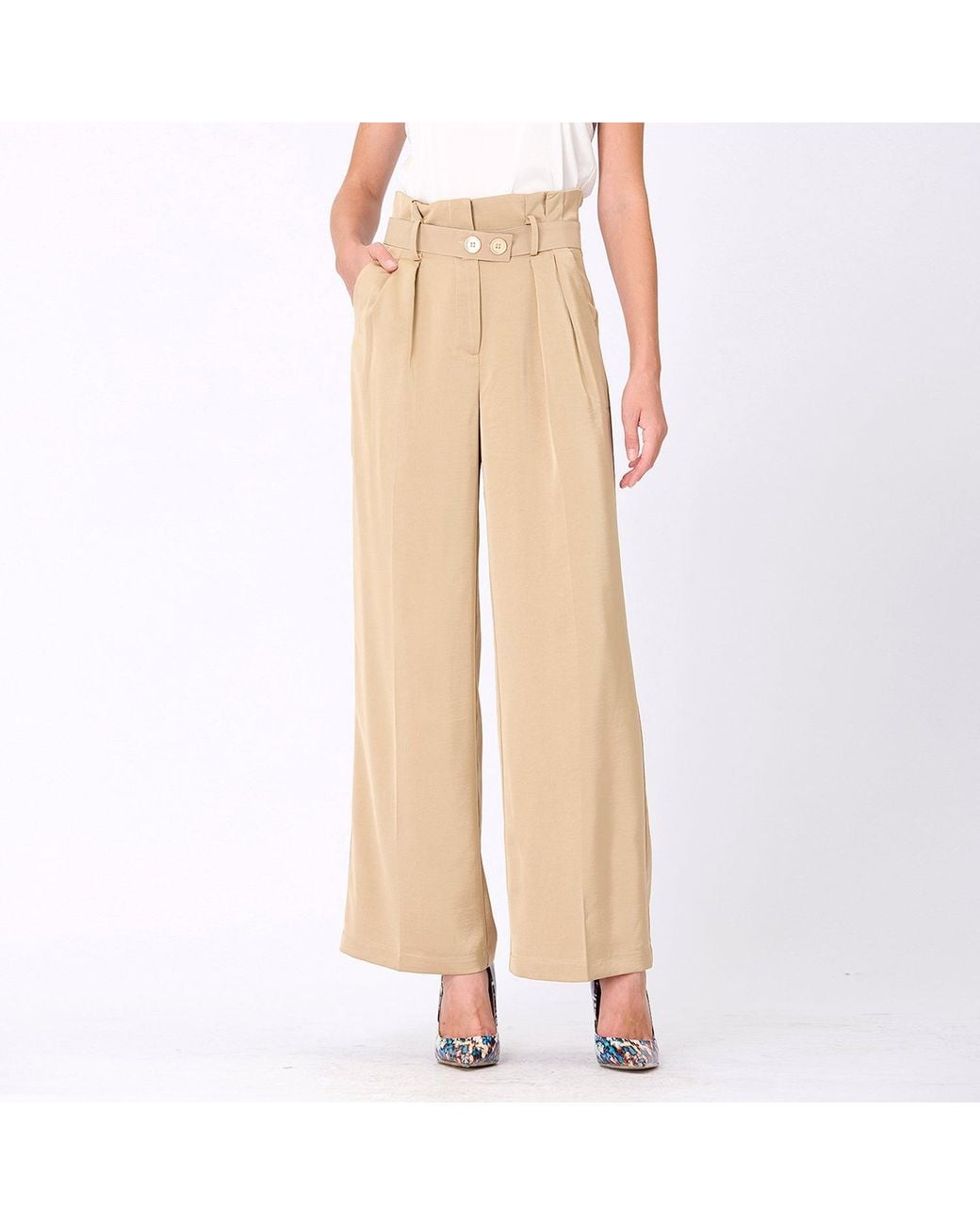 Smart and Joy Natural Pleats Straight Trousers