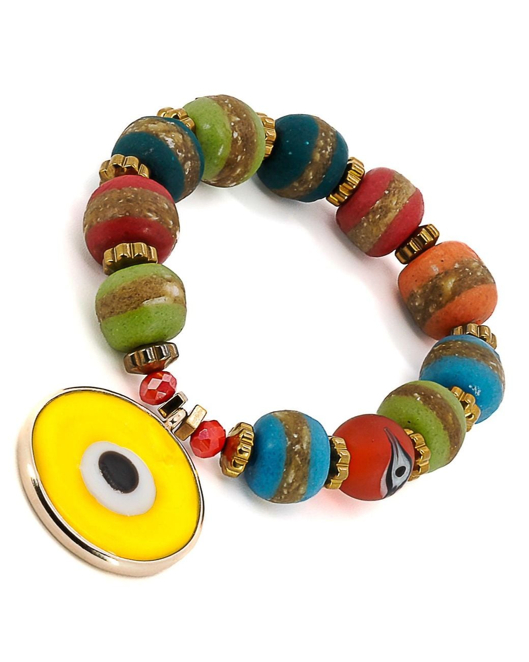 Ebru Jewelry Yellow Evil Eye Nepal Beaded Bracelet