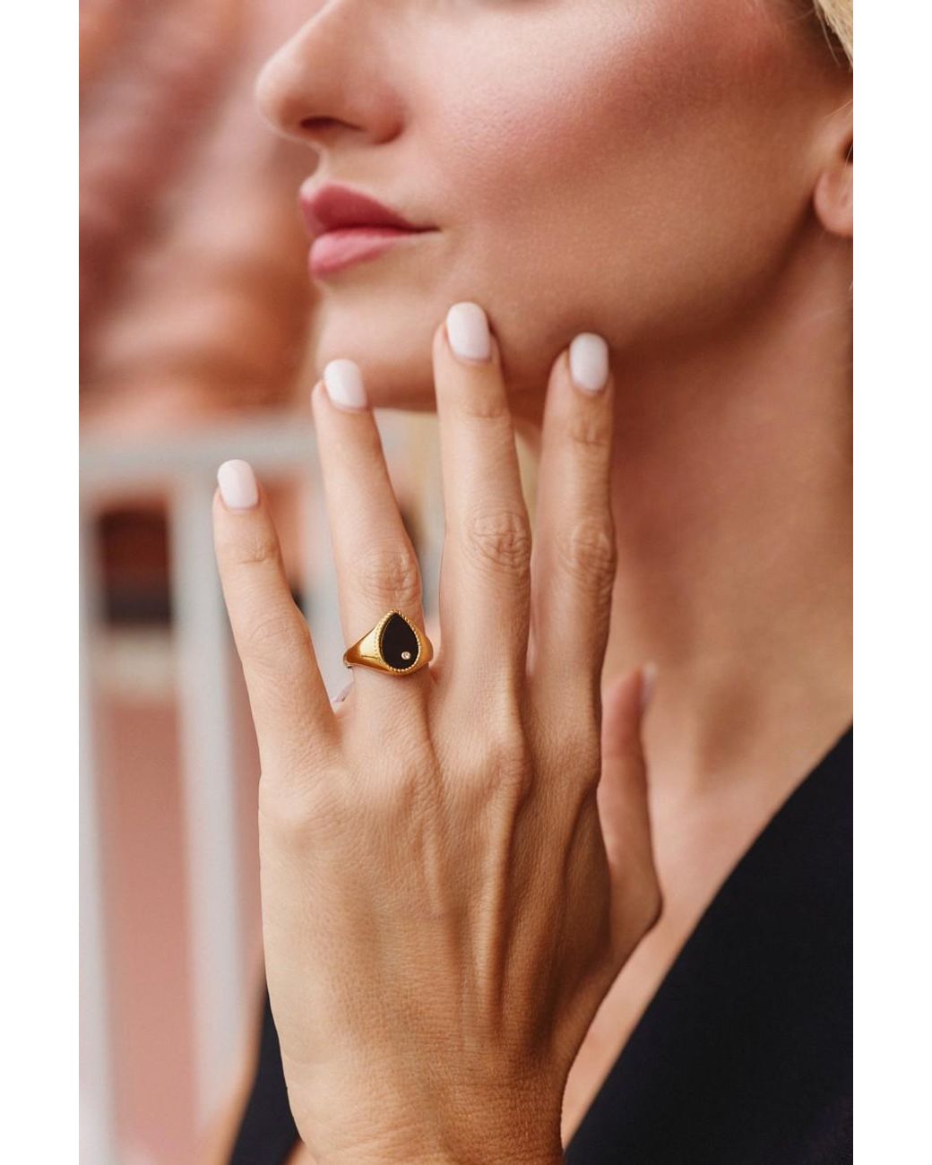 Adriana Pappas Designs Black Teardrop Ring