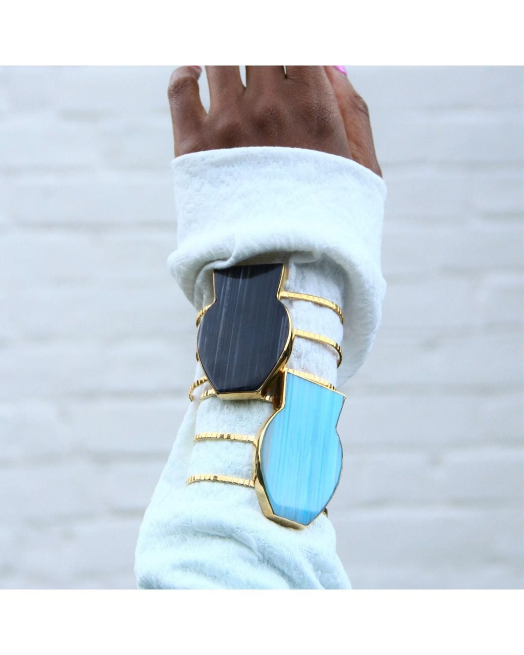 YAA YAA LONDON Blue Gemstone Body Cuff Bracelet