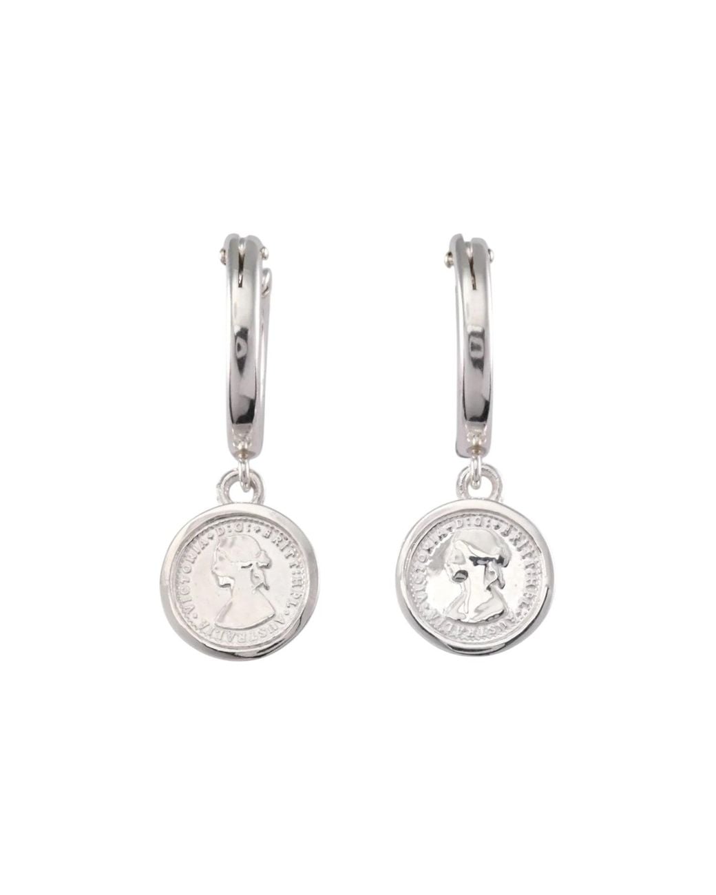 Von Treskow White Hinged Hoop Earrings With Micro Coins