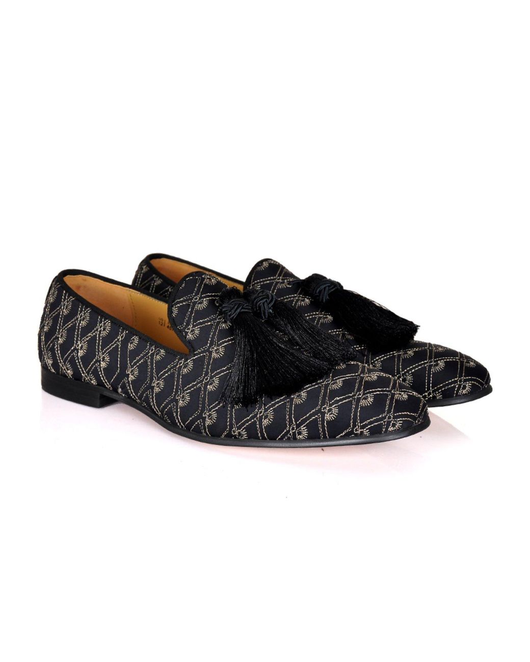 DAVID WEJ Black Alberto Embroidery Tassel Loafers for men