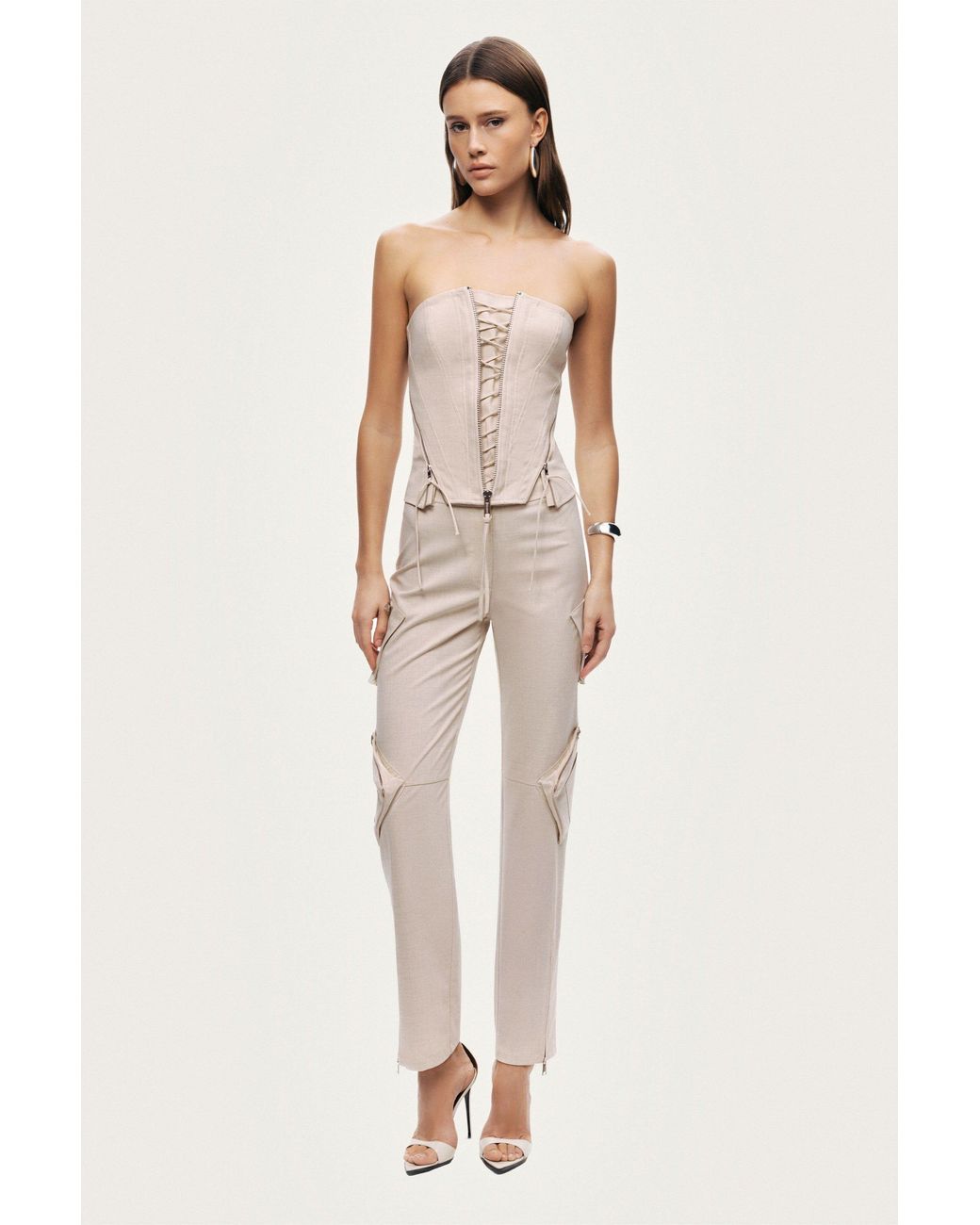 Nocturne Natural Strapless Lace-Up Bustier