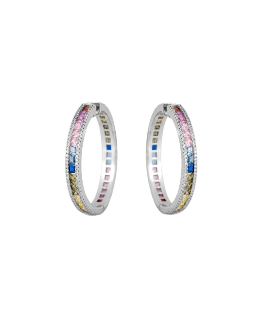 Saachi Blue Square Huggie Hoop Earrings