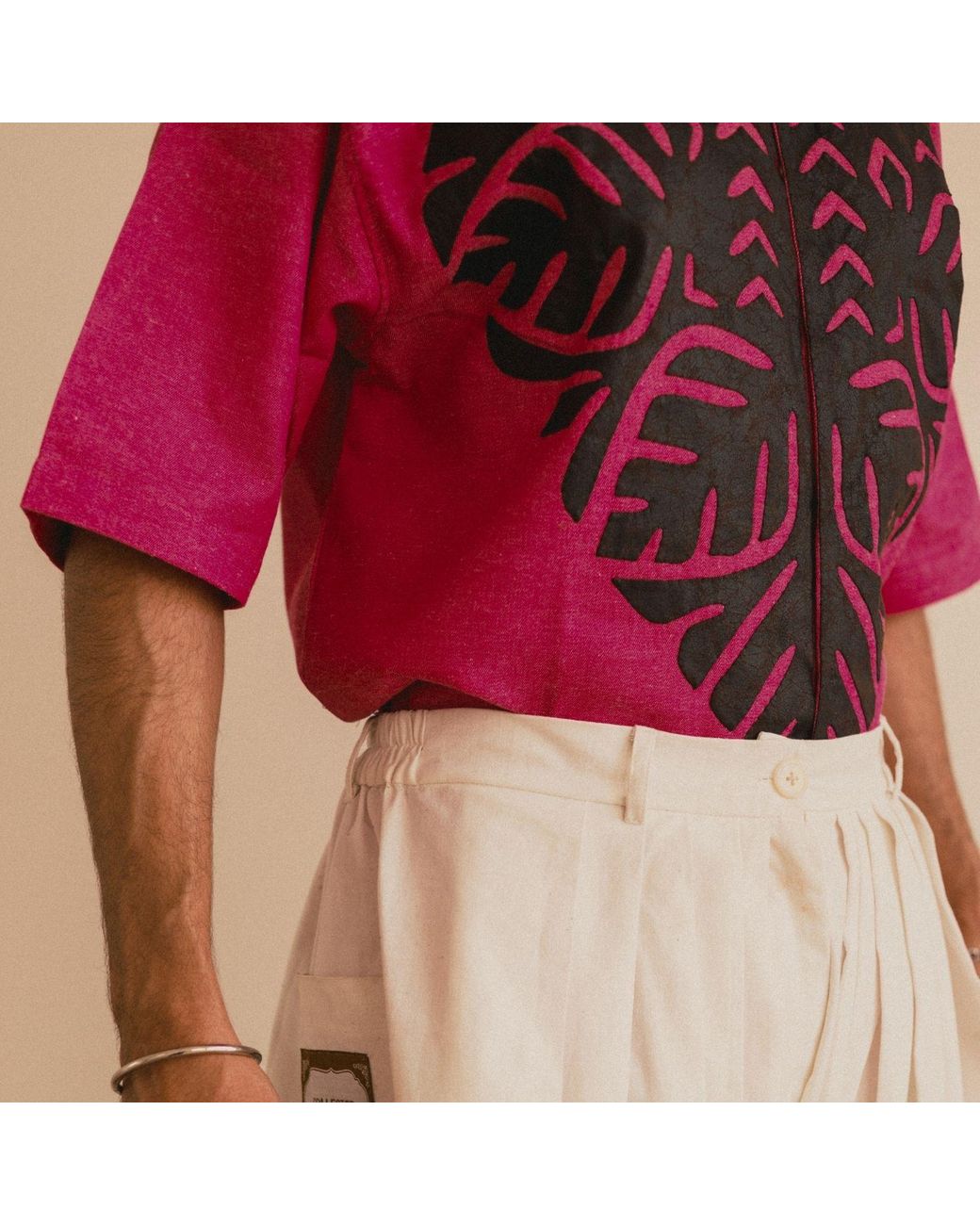Collected Xx Pink Rosette Dust Half Sleeves Collar Shirt for men