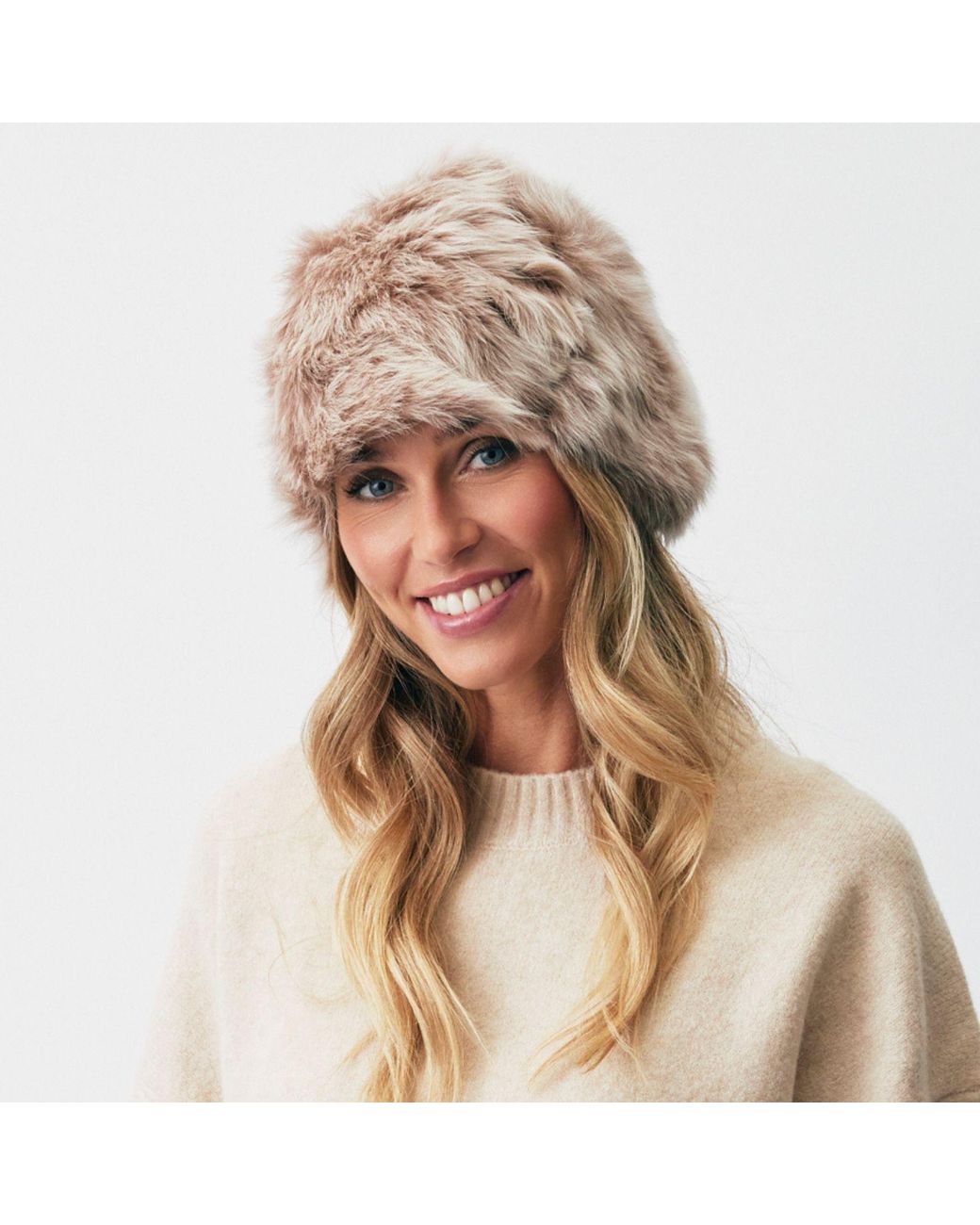 Owen Barry Blue Neutrals Sheepskin Pull On Beanie Aubrac Toscana