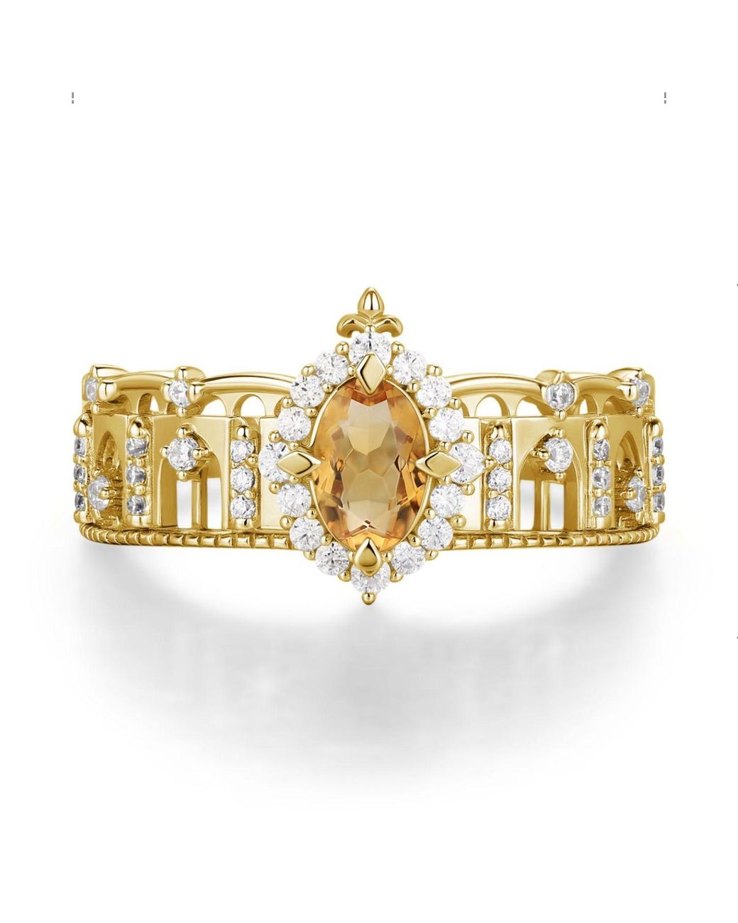 Azura Jewelry New York Metallic The Alhambra Arcade Citrine Ring Vermeil