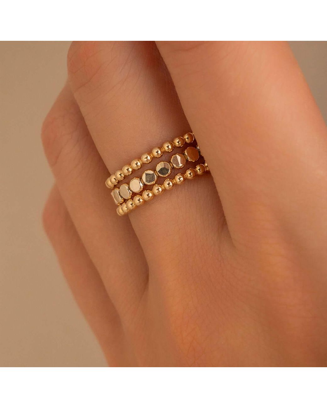 Kate Koel White Beaded Dot Stacking Ring