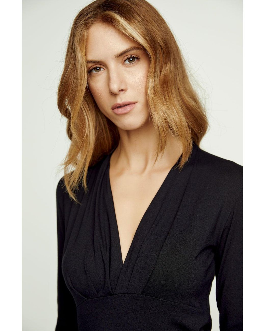 Conquista Blue Long Sleeve Faux Wrap Top